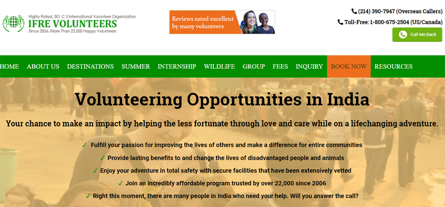 volunteering in india for free